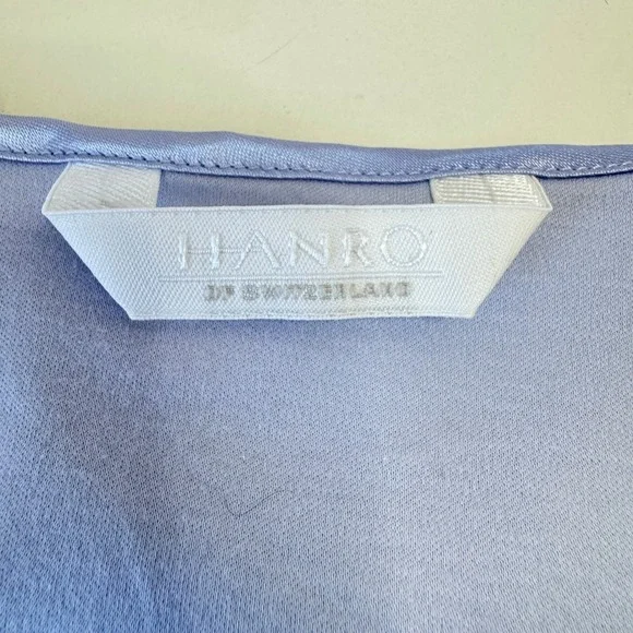 HANRO of Switzerland Nightgown Short Sleeve Lace Trim SM Lavender Quiet Luxury - Picture 3 of 8